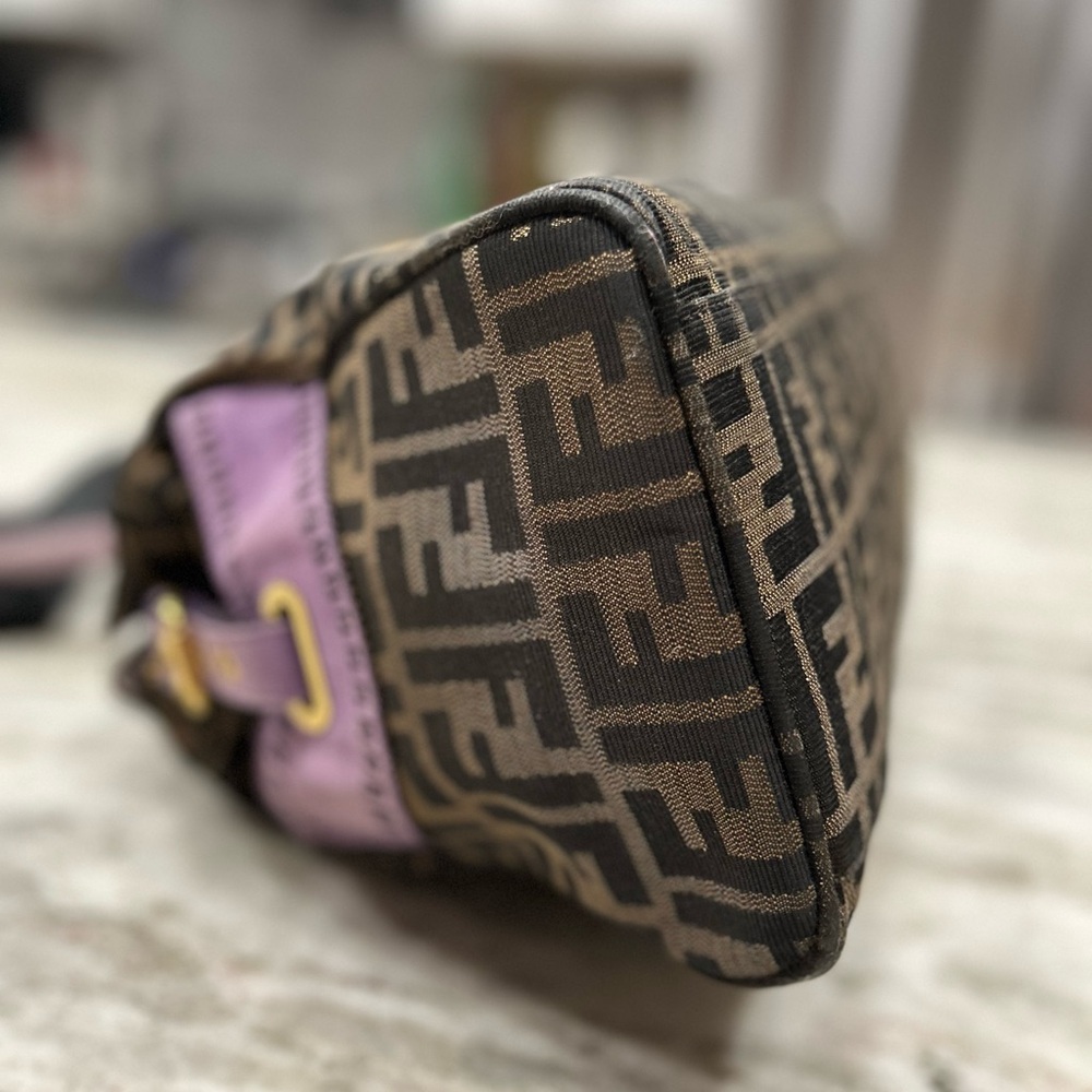 Fendi Zucca Authentic FF Du Jour Brown and Purple Satchel - Picture 12 of 17